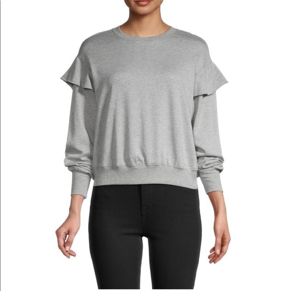 Michael Stars Tops - Michael Stars Kacey Ruffle Sweatshirt crop Top brand new Heather gray